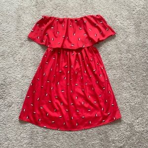Strapless red summer penguin dress